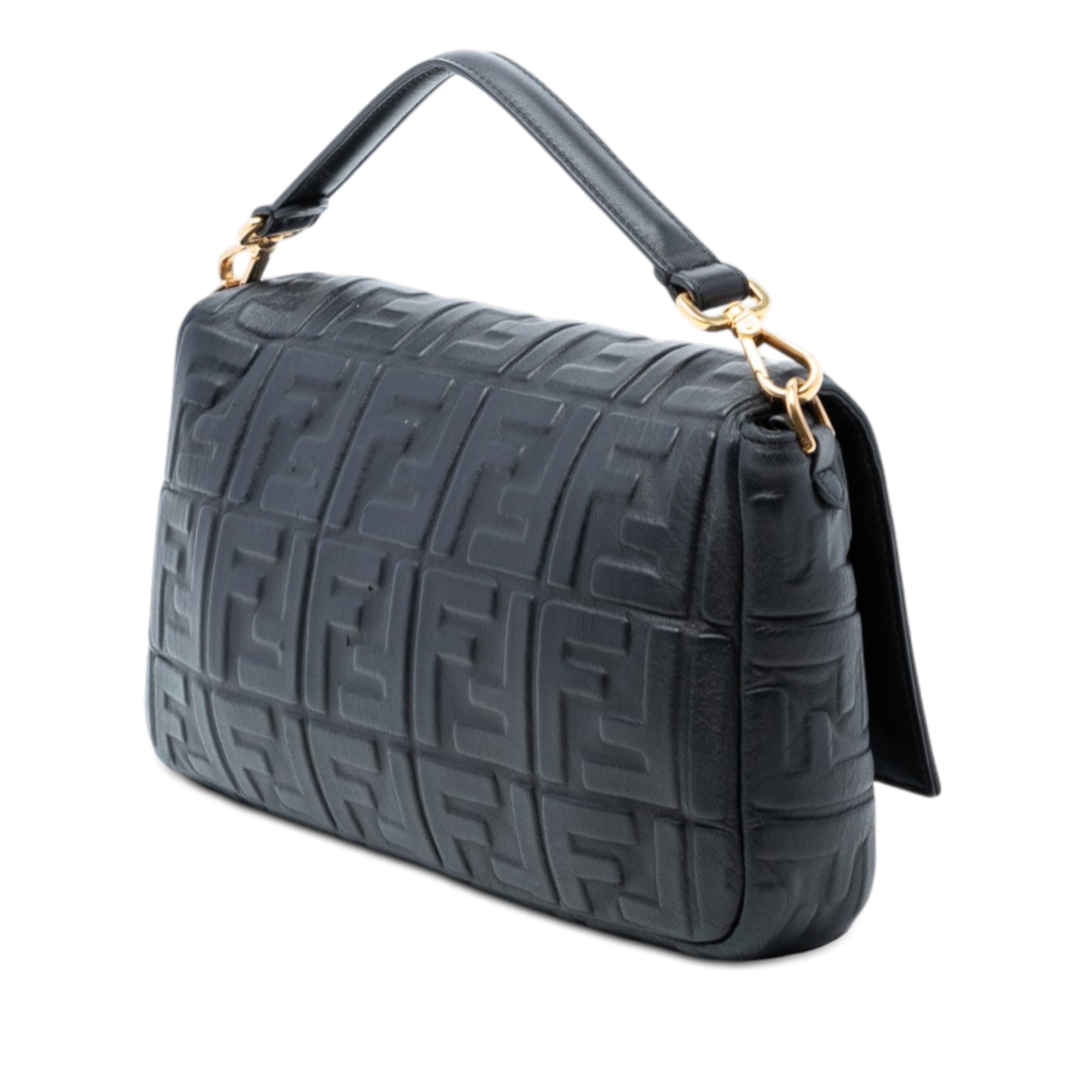 Large Zucca Embossed Leather Baguette Satchel - Image 2
