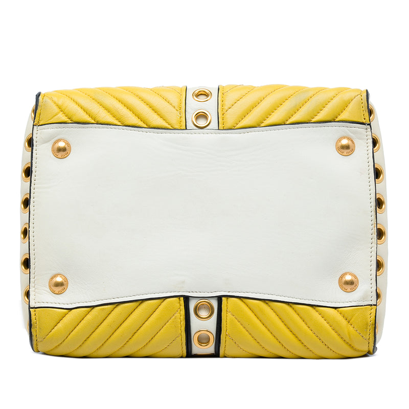 Small Tricolor Nappa Grommet Biker Satchel - Image 3