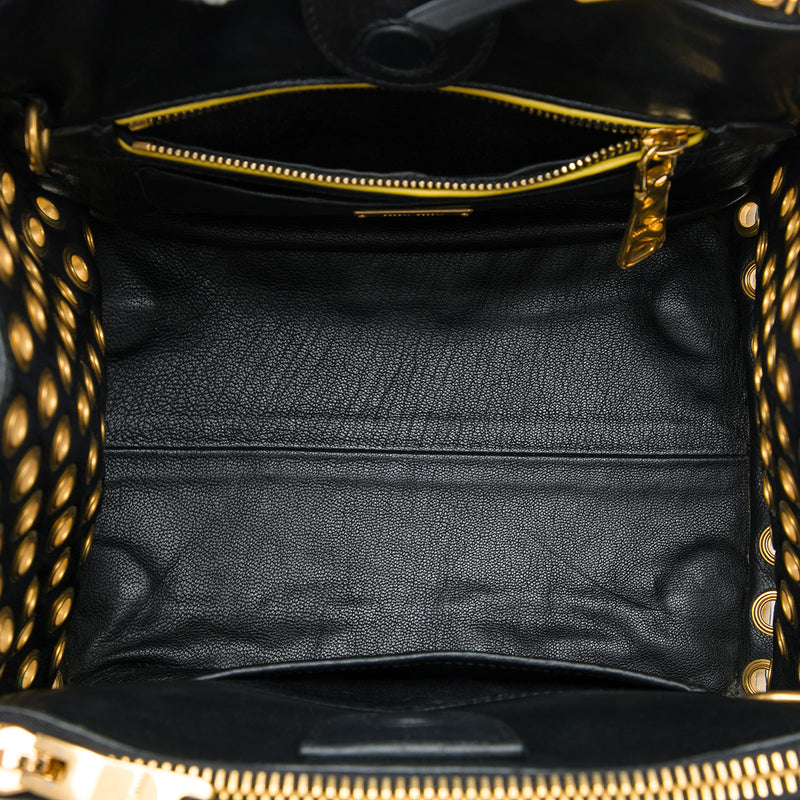 Small Tricolor Nappa Grommet Biker Satchel - Image 4