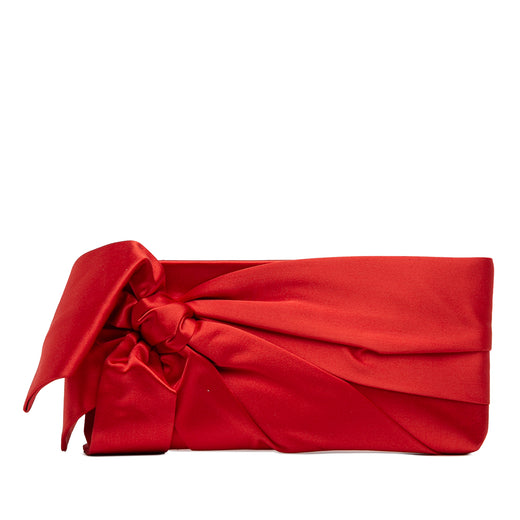 Pleated Satin Bow Clutch - Image 1