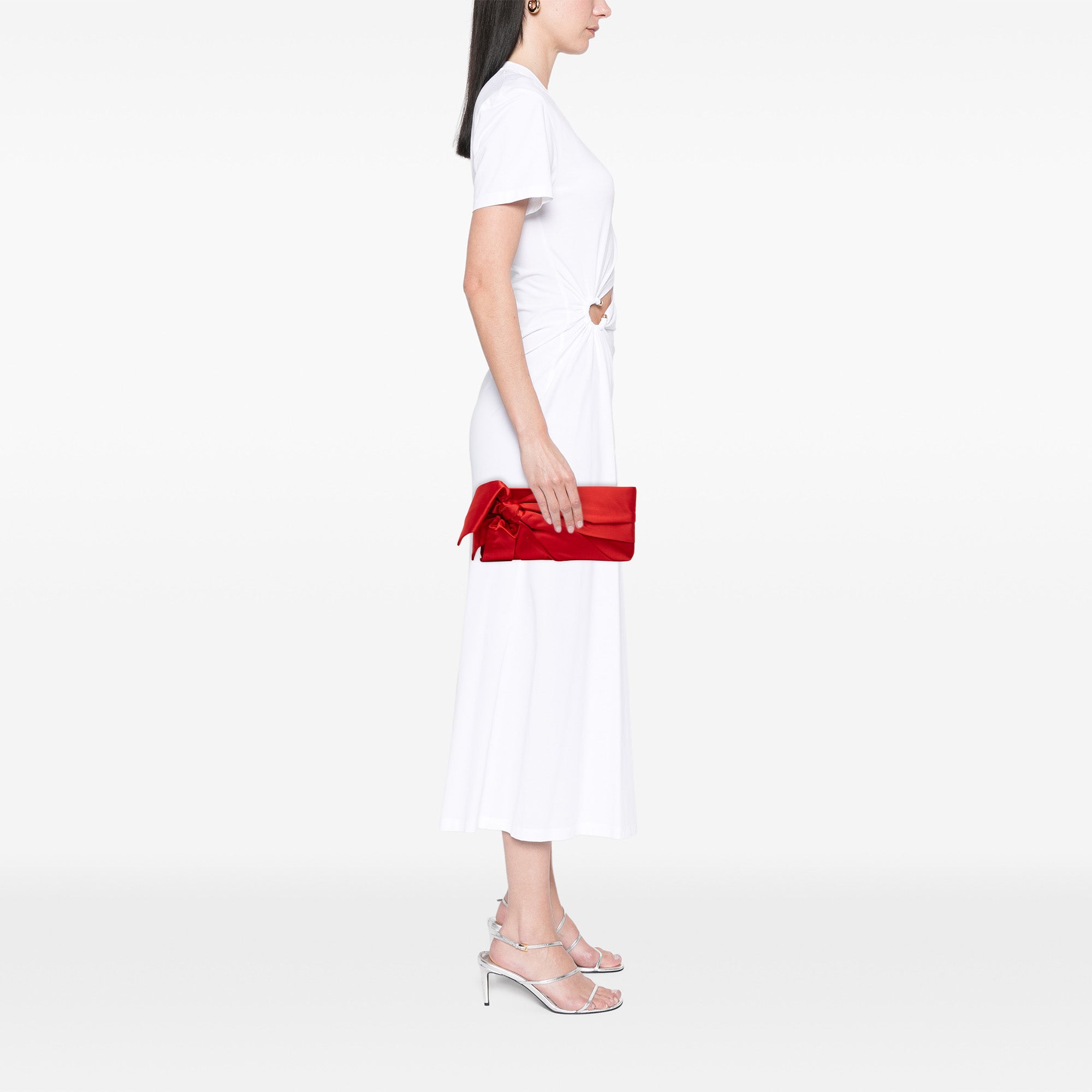 Pleated Satin Bow Clutch - Image 10