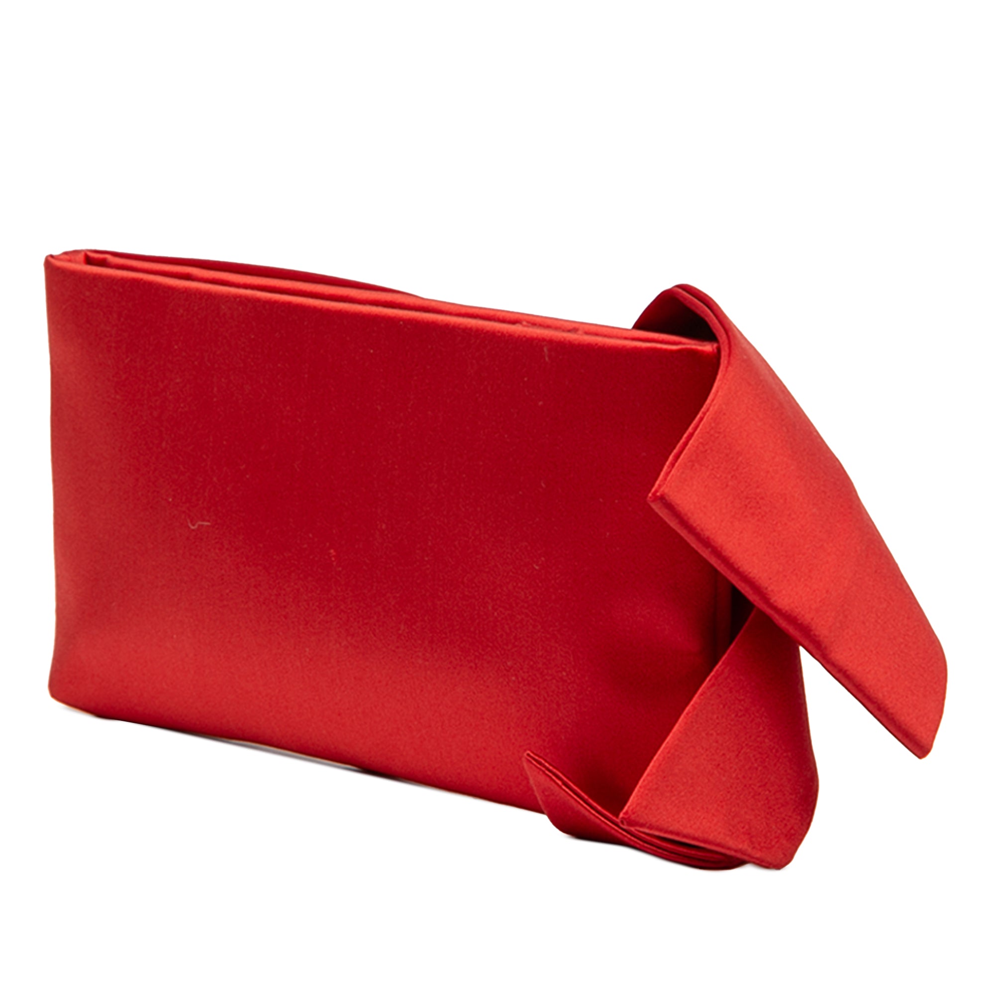 Pleated Satin Bow Clutch - Image 2
