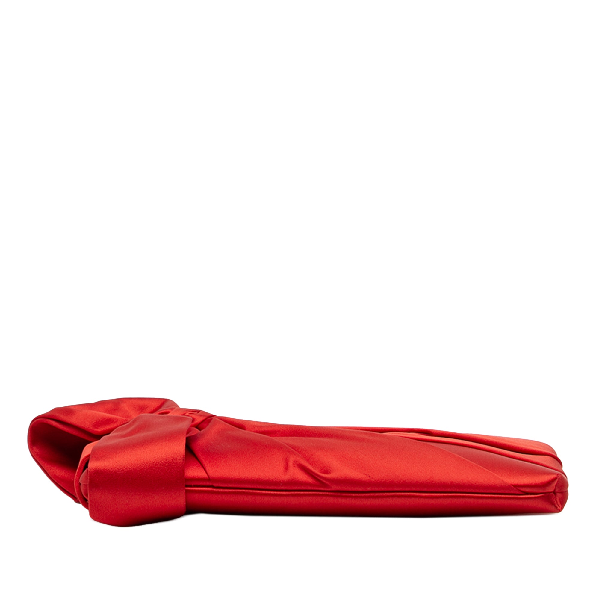 Pleated Satin Bow Clutch - Image 3