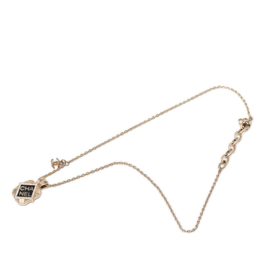 Gold Plated Enamel and Strass Pendant Necklace - Image 1