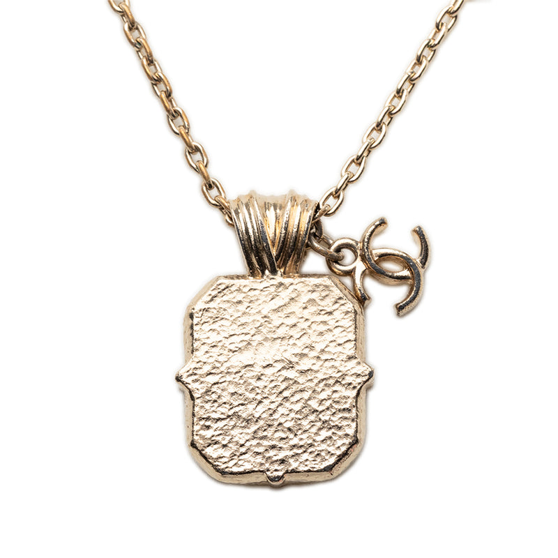 Gold Plated Enamel and Strass Pendant Necklace - Image 3