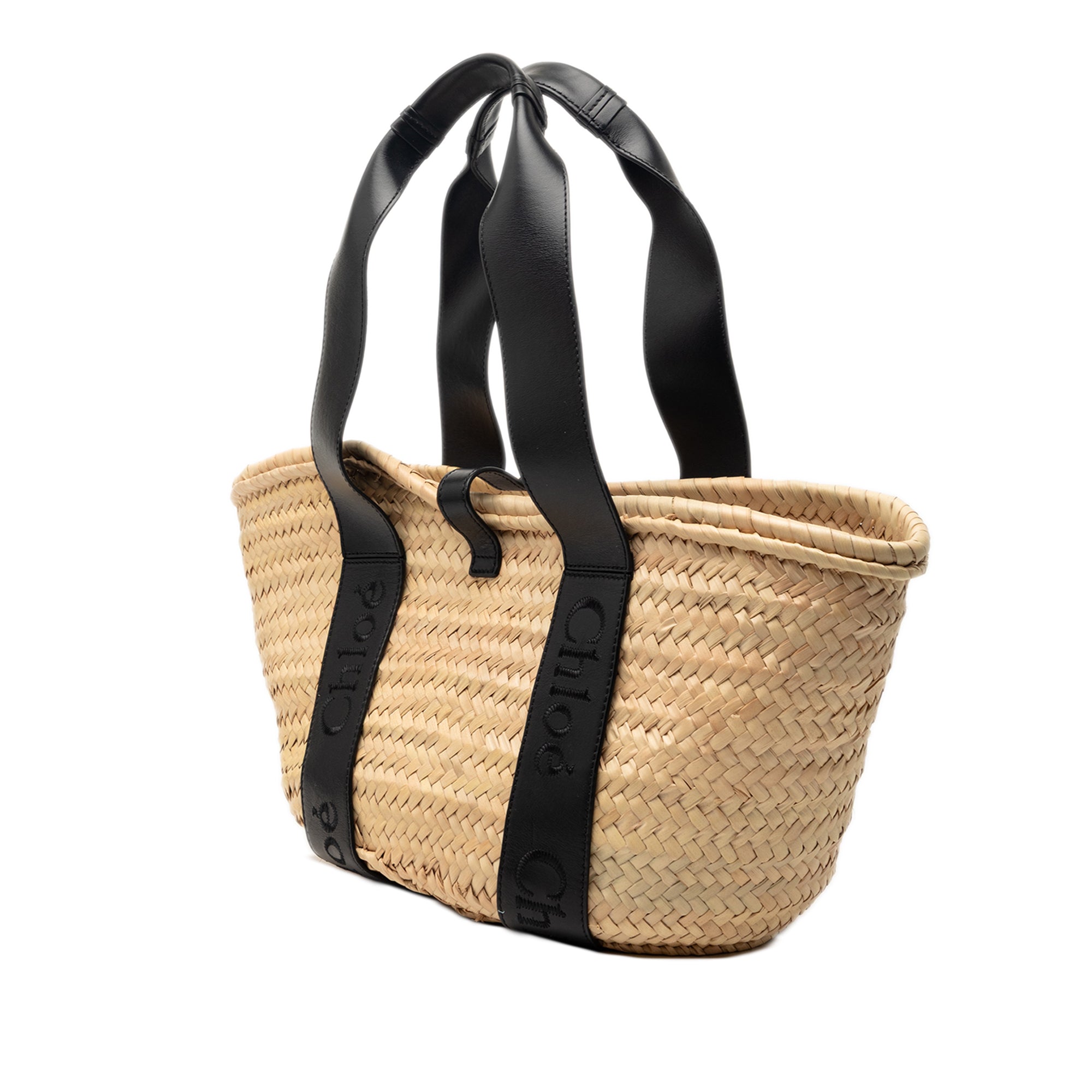 Medium Raffia and Smooth Calfskin Sense Basket Tote - Image 2