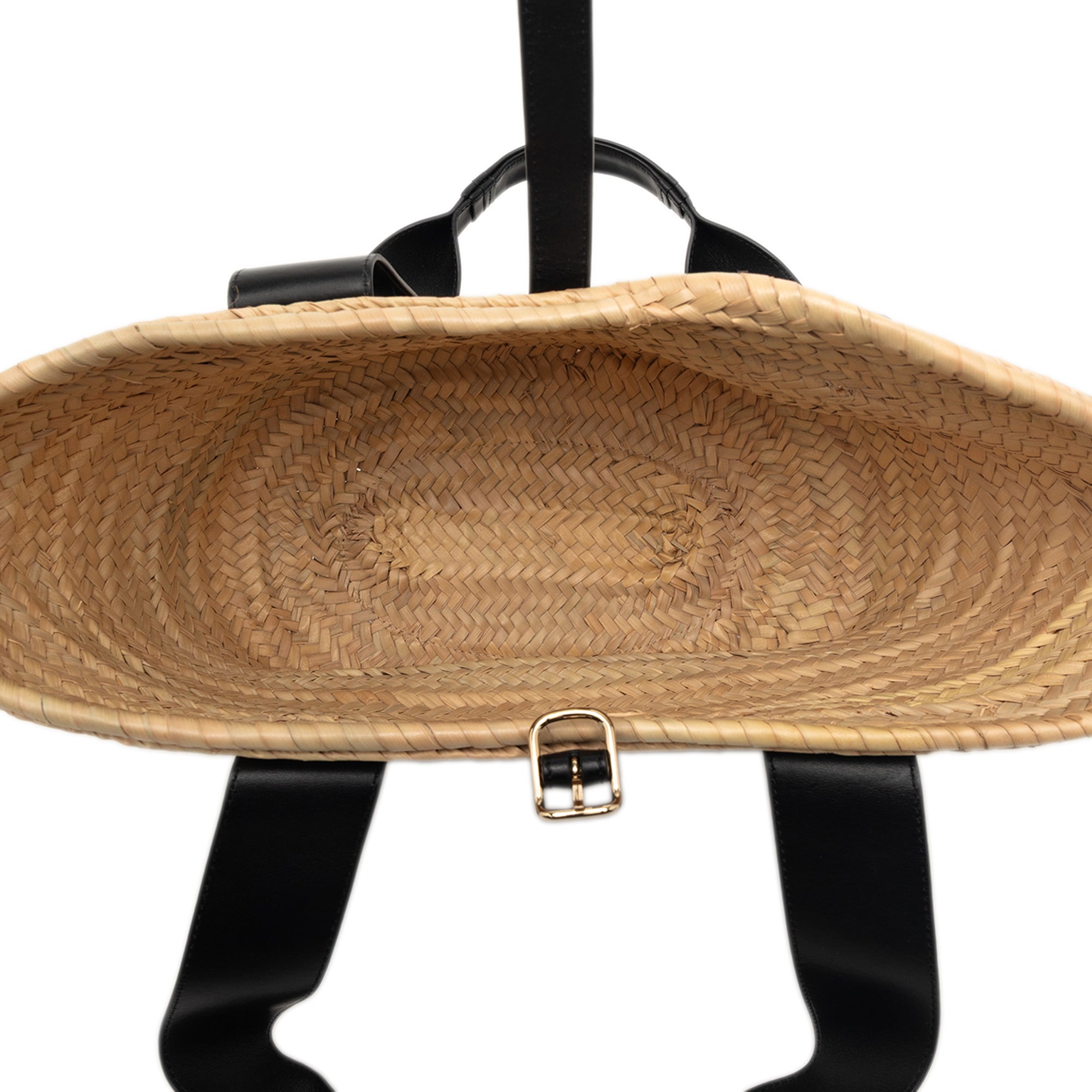 Medium Raffia and Smooth Calfskin Sense Basket Tote - Image 4