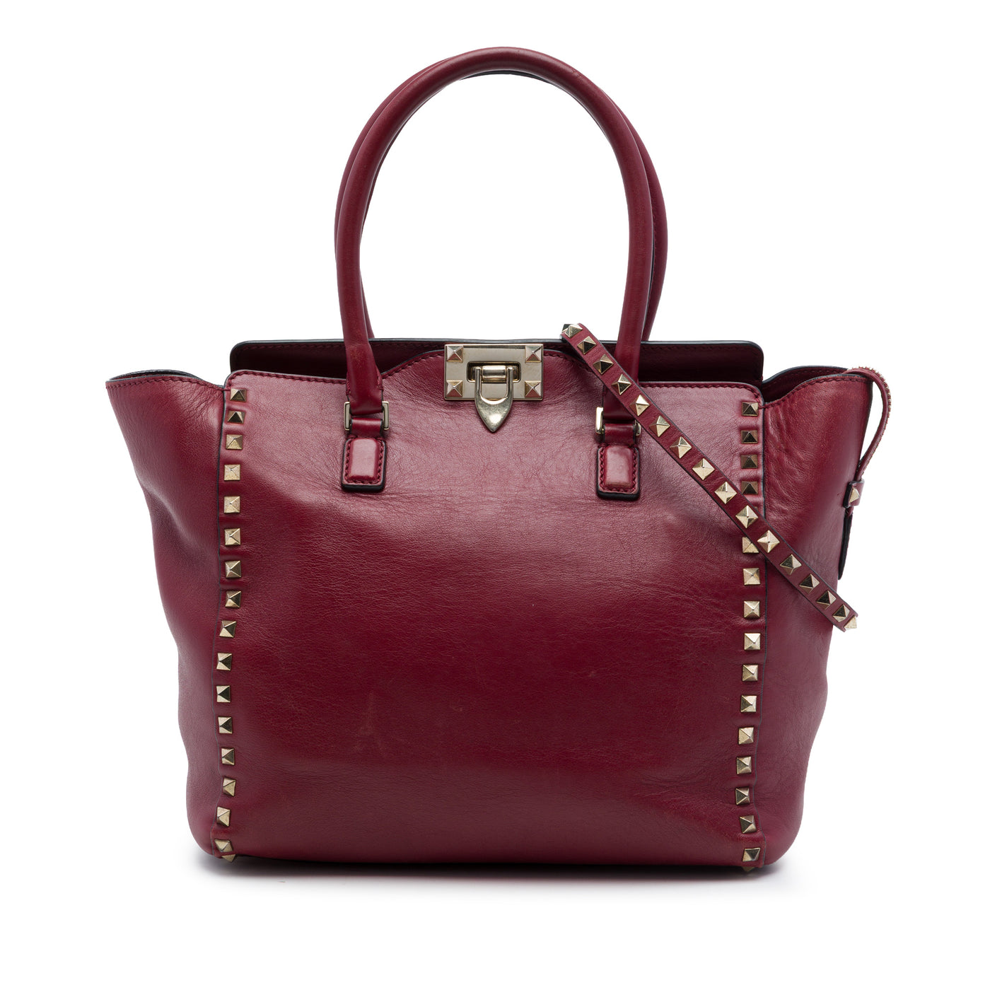 Medium Leather Rockstud Double Handle Tote - Image 1