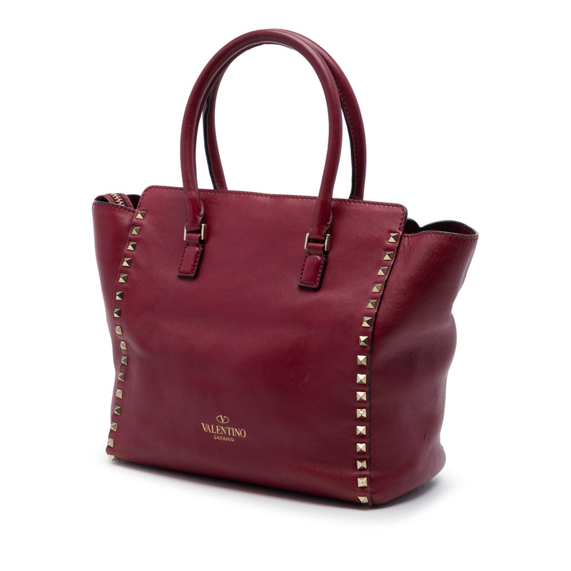 Medium Leather Rockstud Double Handle Tote - Image 2