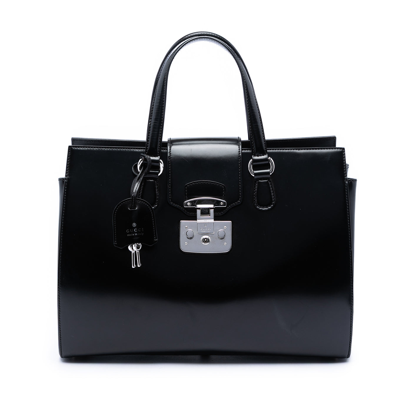 Large Smooth Calfskin Lady Lock Handbag - Image 1