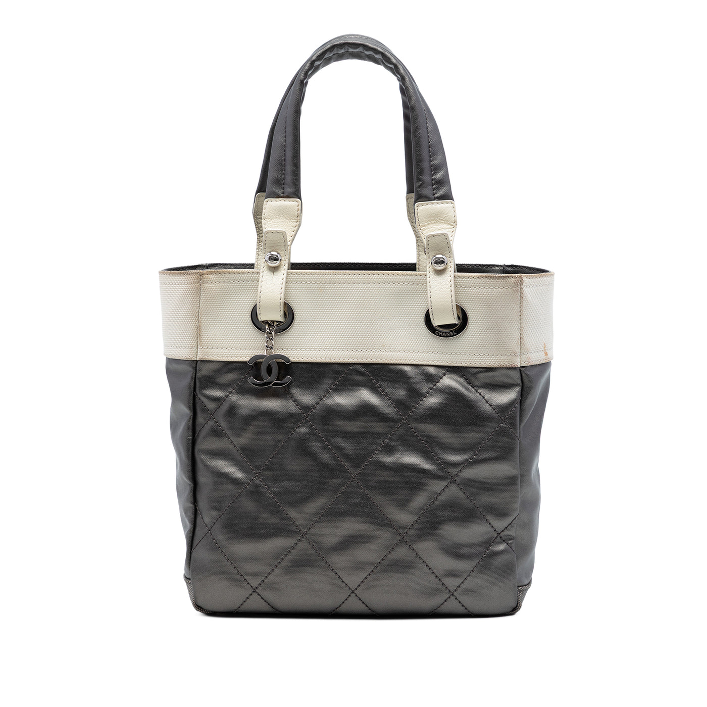 Small Bicolor Quilted Coated Canvas Paris Biarritz Tote - Image 1