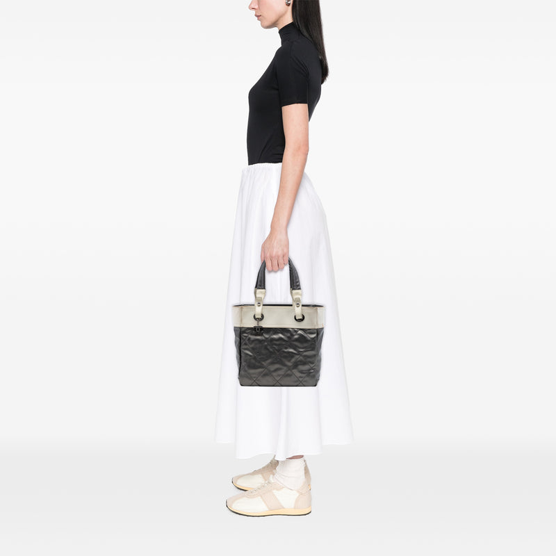 Small Bicolor Quilted Coated Canvas Paris Biarritz Tote - Image 6