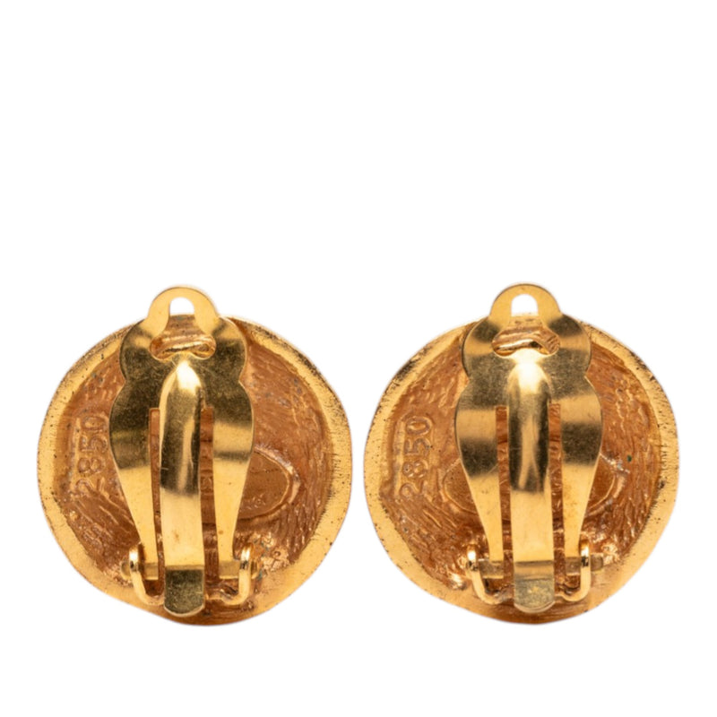 CC Gold Plated Button Clip On Earrings - Image 2