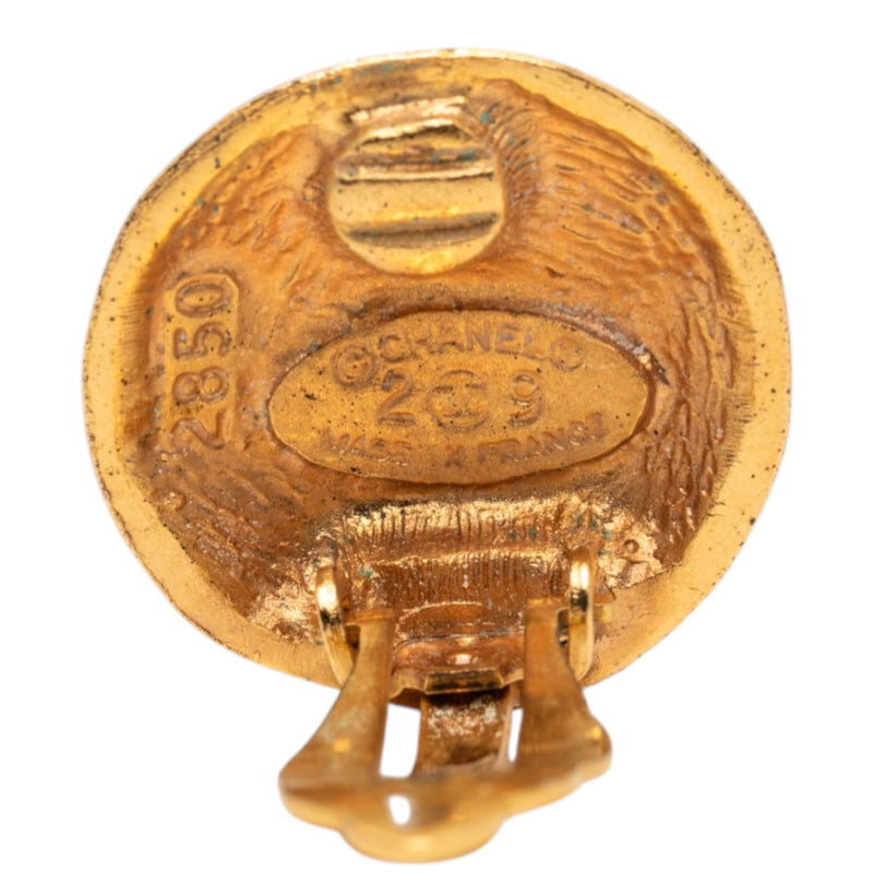 CC Gold Plated Button Clip On Earrings - Image 3