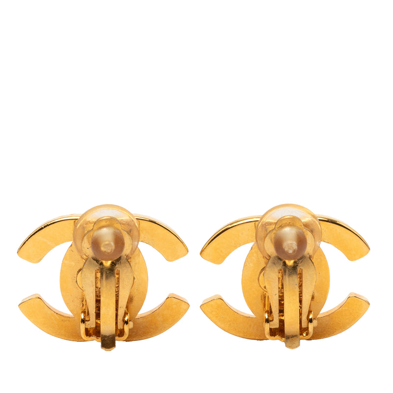 CC Gold Plated Turn Lock Clip On Earrings - Image 2