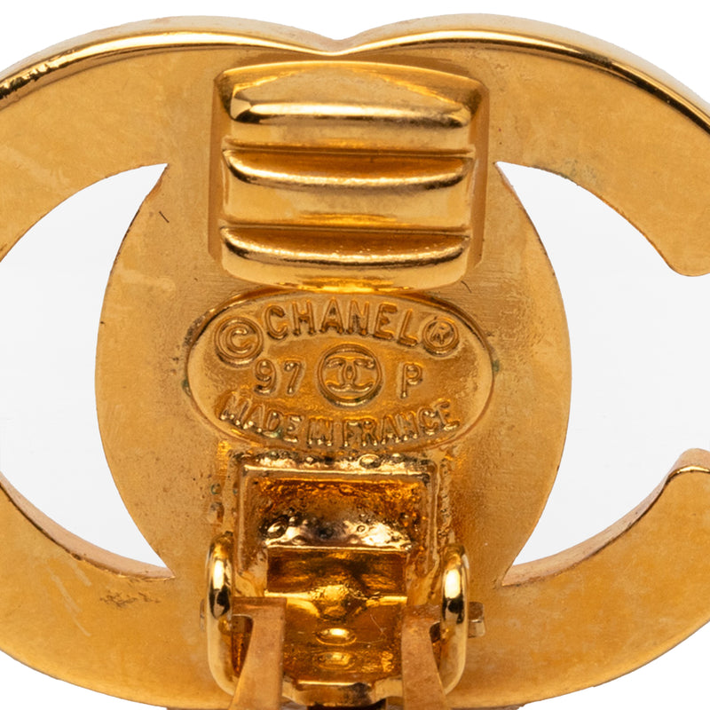 CC Gold Plated Turn Lock Clip On Earrings - Image 3