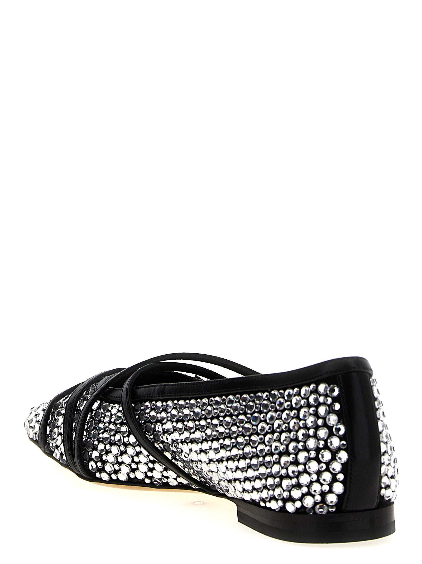 Crystal Net Ballet Flats Black Polyamide Flat Shoes
