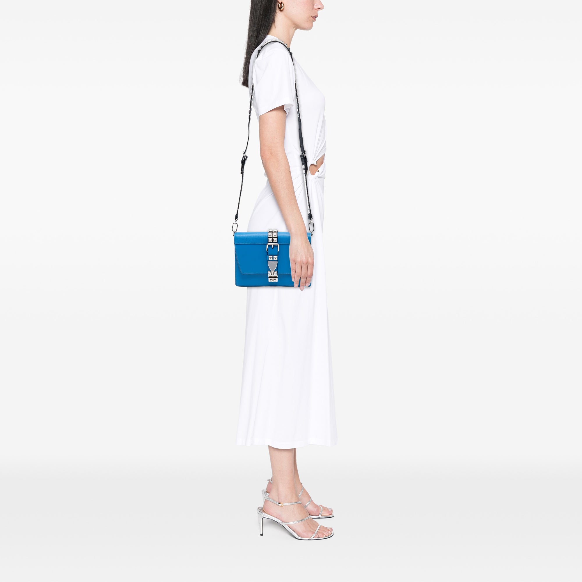 City Calf and Saffiano Studded Elektra Crossbody - Image 6