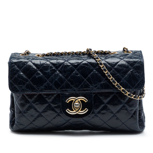 CC Quilted Crackled Glazed Calfskin Accordion Flap - Image 1