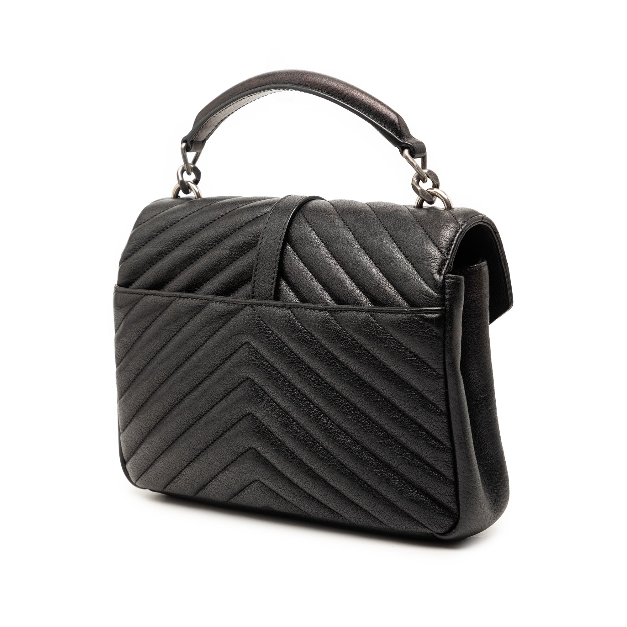 Medium Metallic Chevron Sheepskin Monogram College Pins Satchel - Image 2