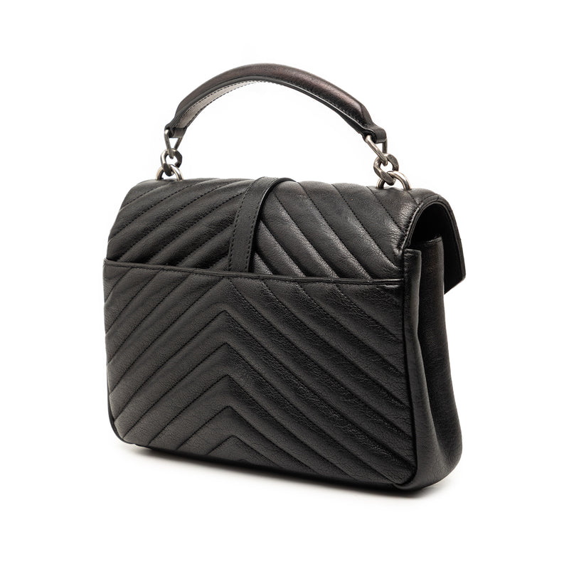 Medium Metallic Chevron Sheepskin Monogram College Pins Satchel - Image 2