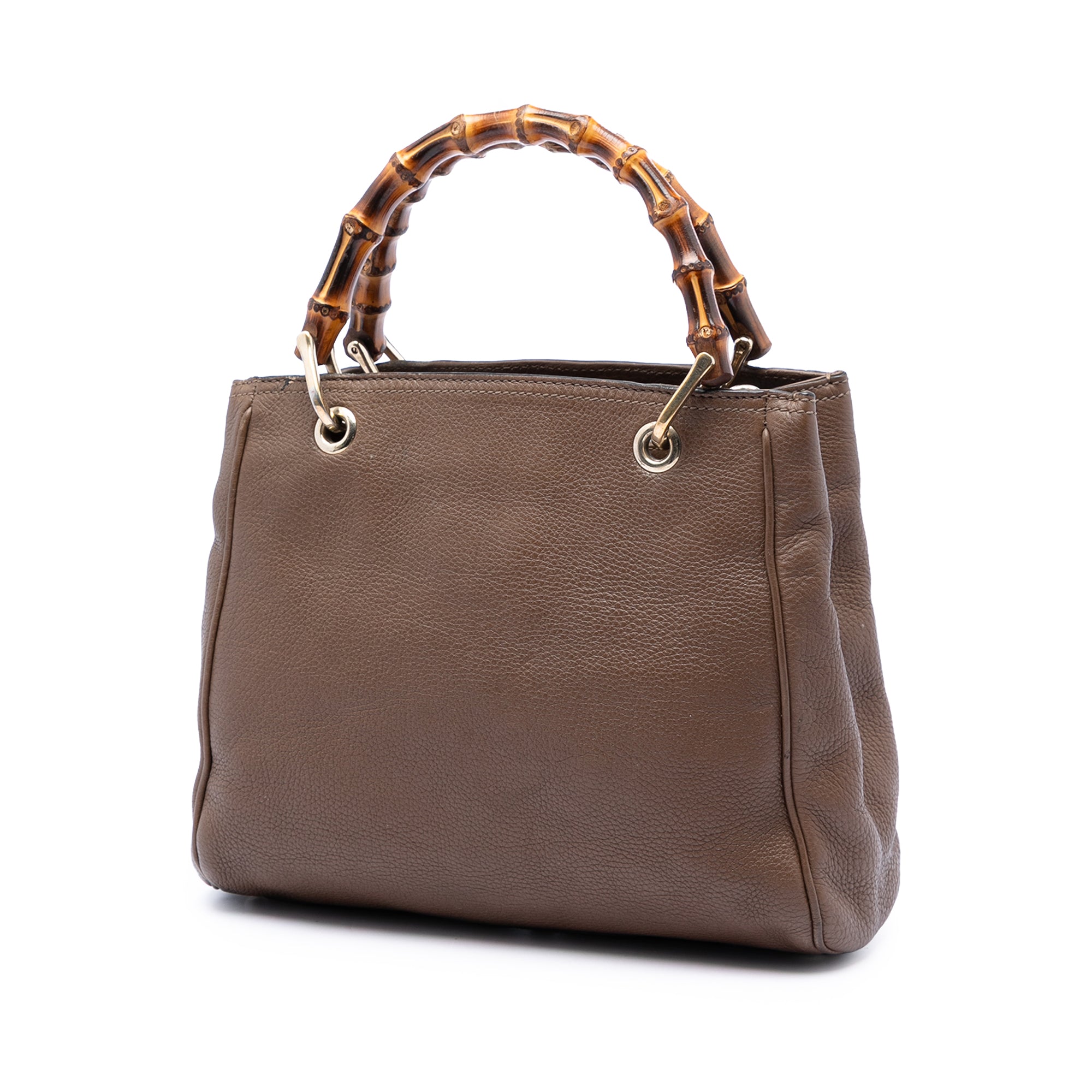 Small Calfskin Bamboo Shopper Satchel - Image 2