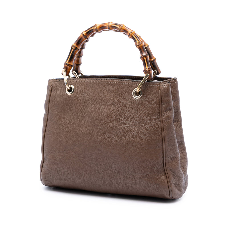 Small Calfskin Bamboo Shopper Satchel - Image 2