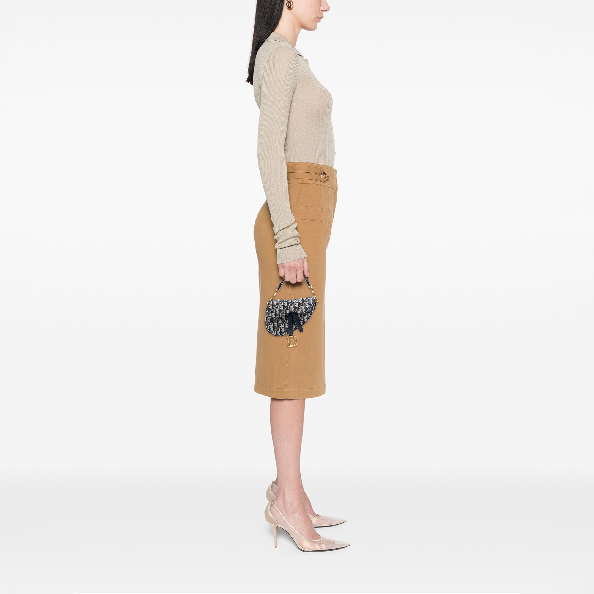 Mini Oblique Canvas Saddle Bag - Image 7