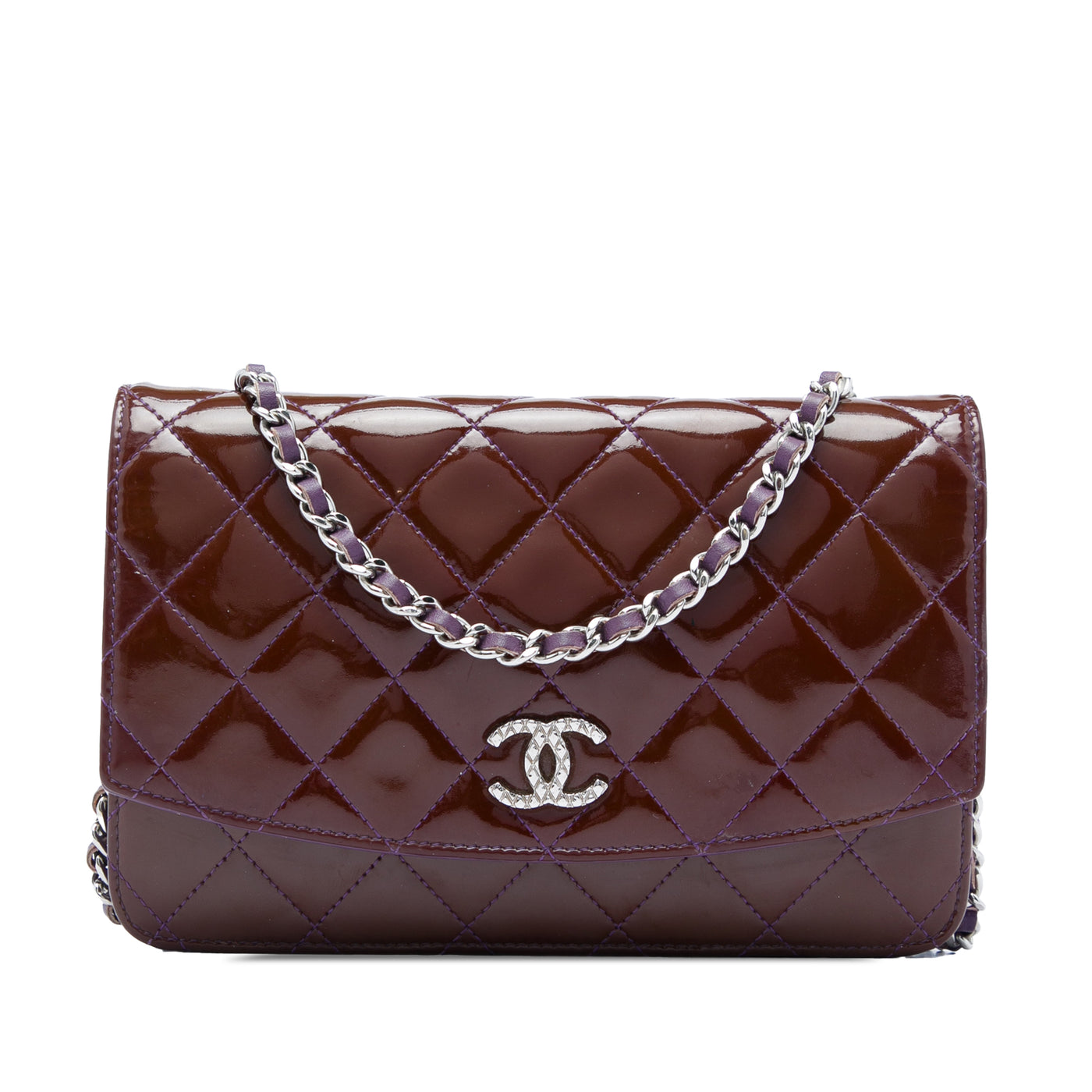 CC Quilted Patent Brilliant Wallet On Chain - Image 1