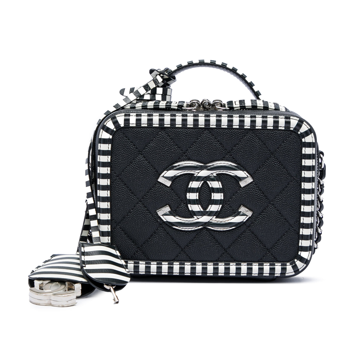 Small Caviar Striped CC Filigree Vanity Case - Image 1