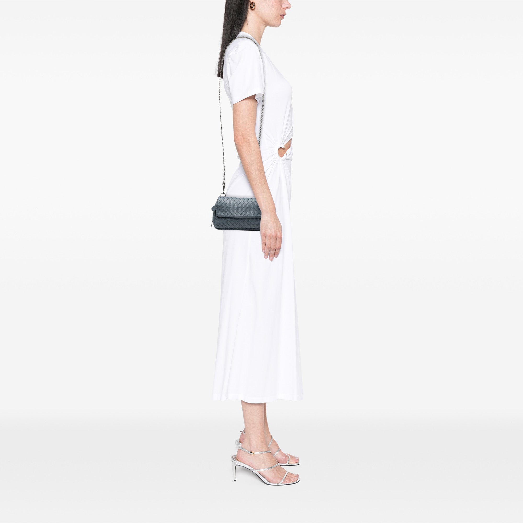 Mini Nappa Intrecciato Expandable Chain Flap Crossbody - Image 7