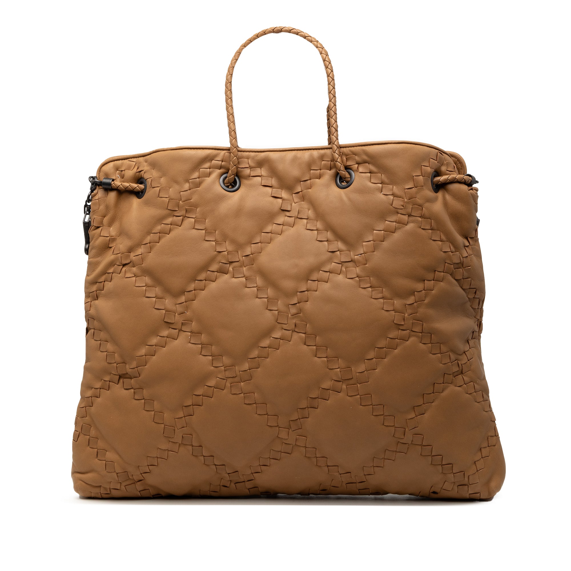 Intrecciato Trimmed Leather Croisette Drawstring Tote - Image 1