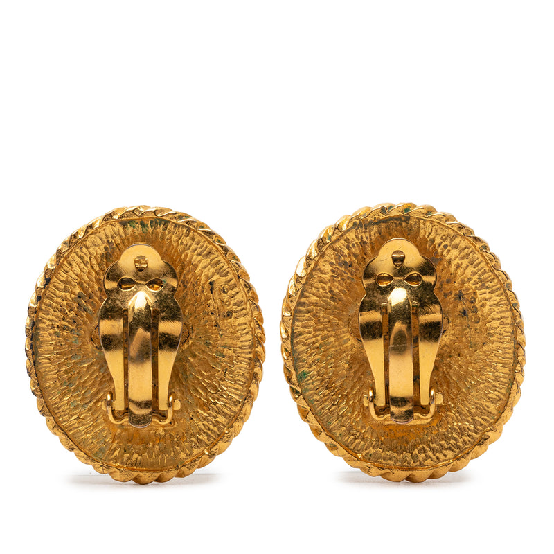 Gold Plated Horse Medallion Clip On Earrings - Image 2