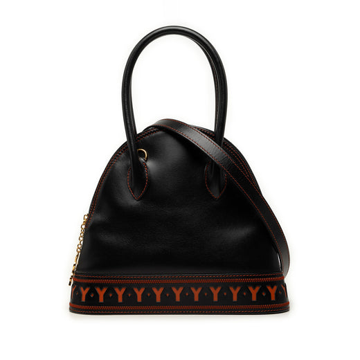 Leather Y Cutout Satchel - Image 1