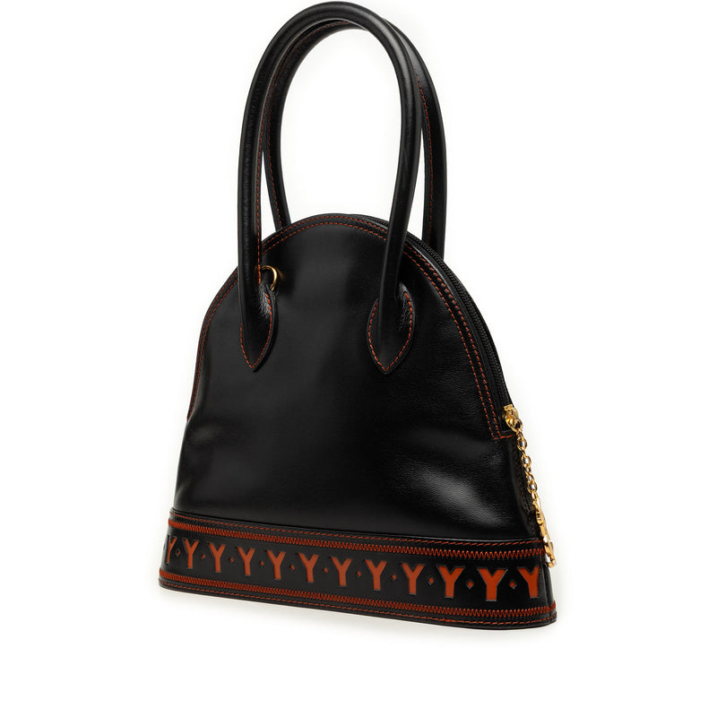 Leather Y Cutout Satchel - Image 2