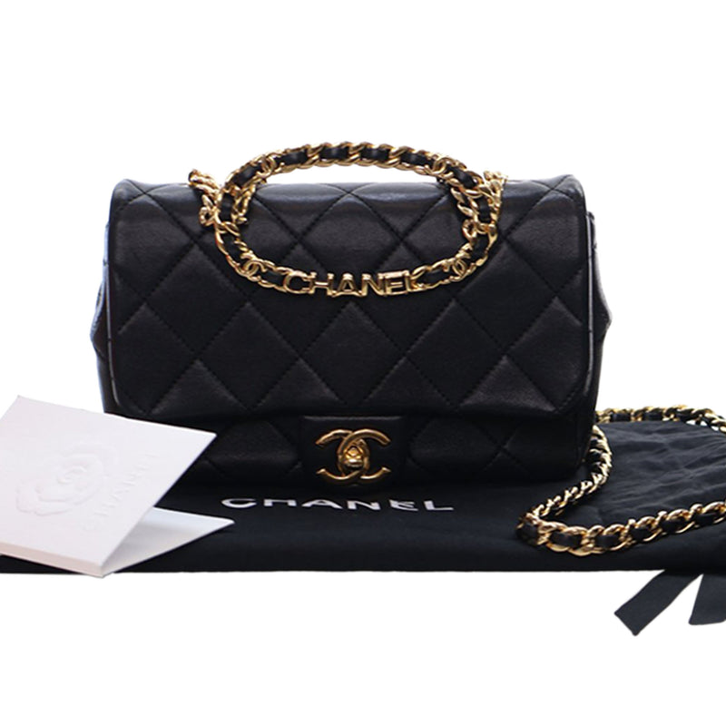 Small Quilted Lambskin Round Top Handle Flap - Image 15