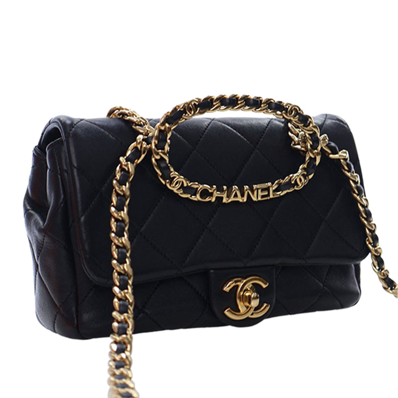 Small Quilted Lambskin Round Top Handle Flap - Image 3