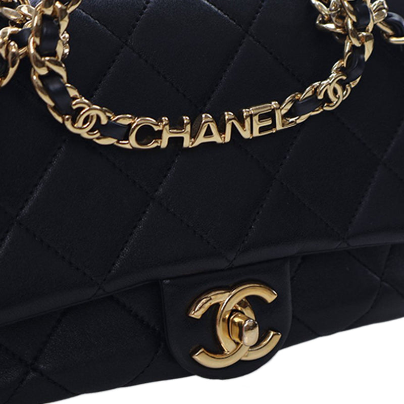 Small Quilted Lambskin Round Top Handle Flap - Image 6
