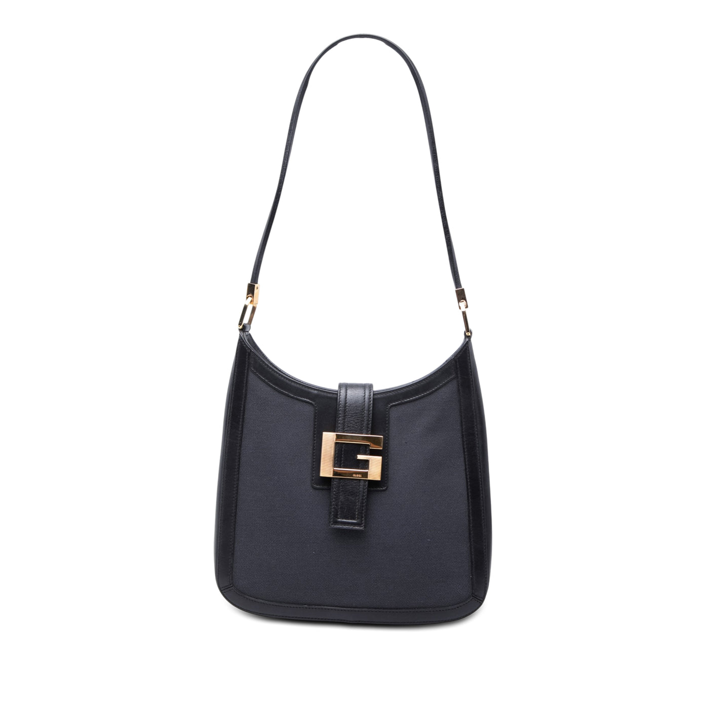 Bicolor Canvas and Calfskin Shoulder Bag - Image 1