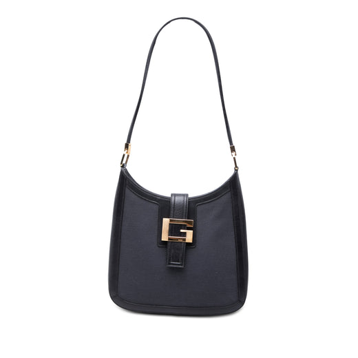 Bicolor Canvas and Calfskin Shoulder Bag - Image 1