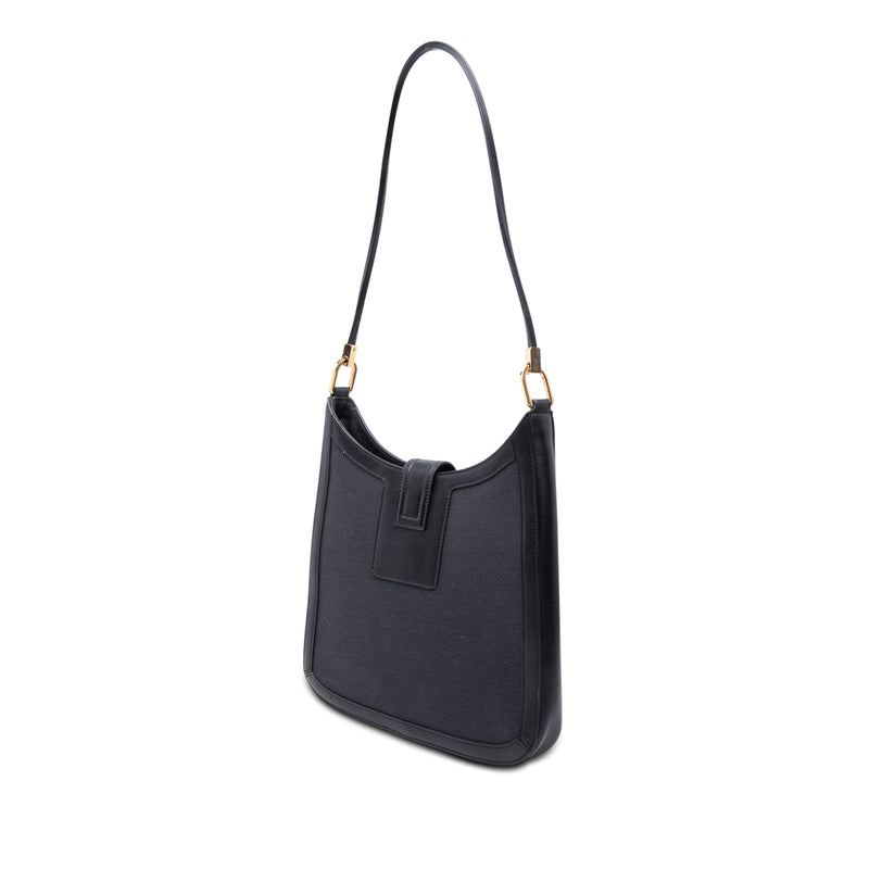 Bicolor Canvas and Calfskin Shoulder Bag - Image 2