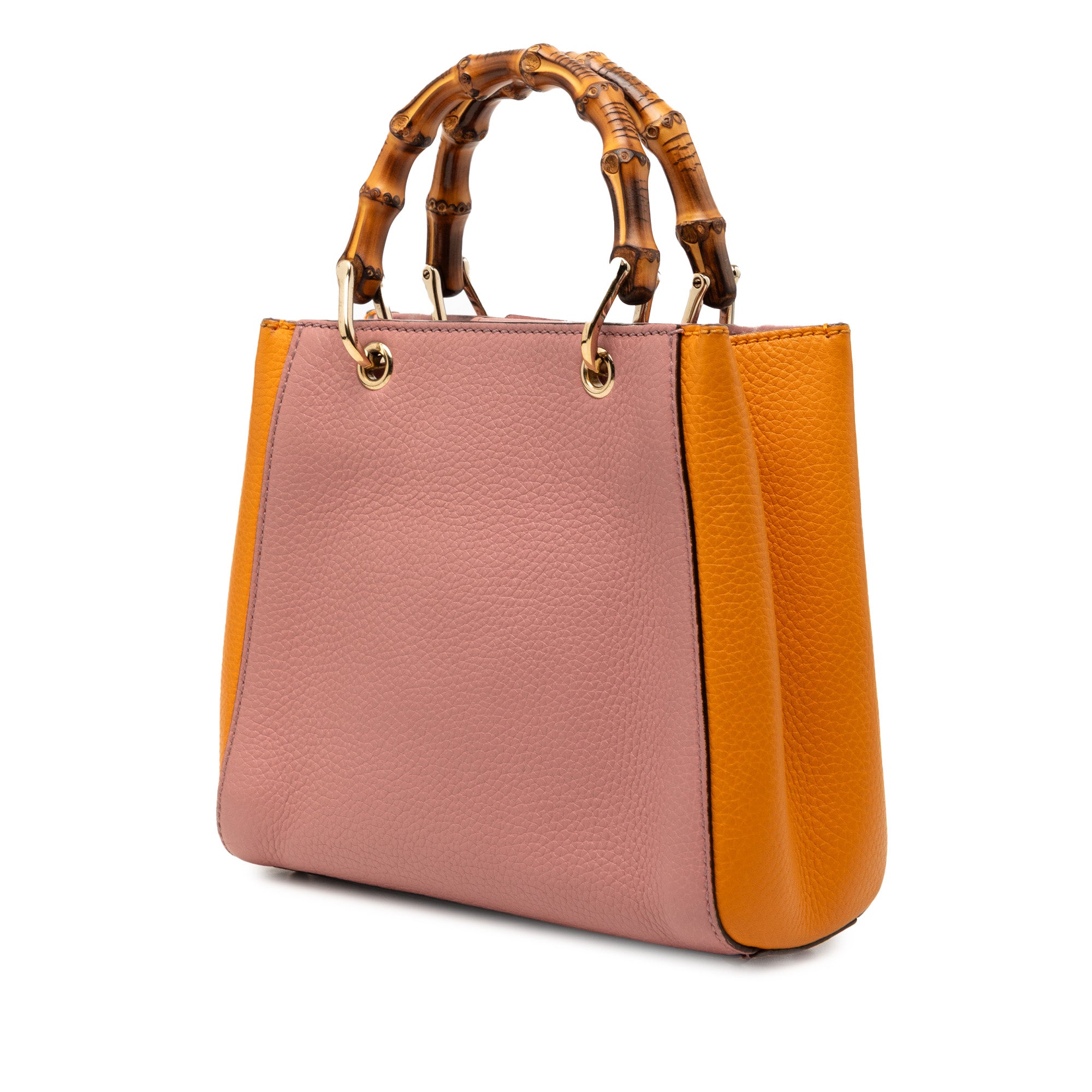 Mini Bicolor Calfskin Bamboo Shopper Satchel - Image 2