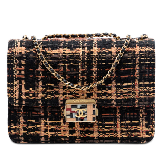 Medium Quilted Tweed Beauty Lock Flap - Image 1