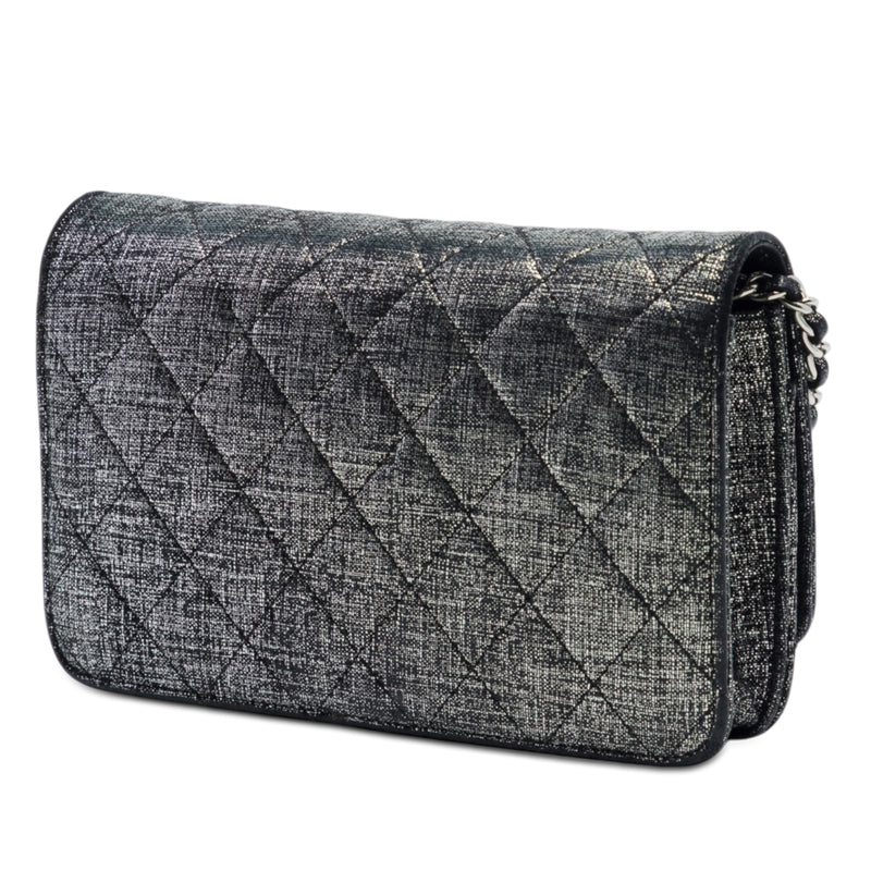 CC Quilted Metallic Fabric Wallet On Chain - Image 2