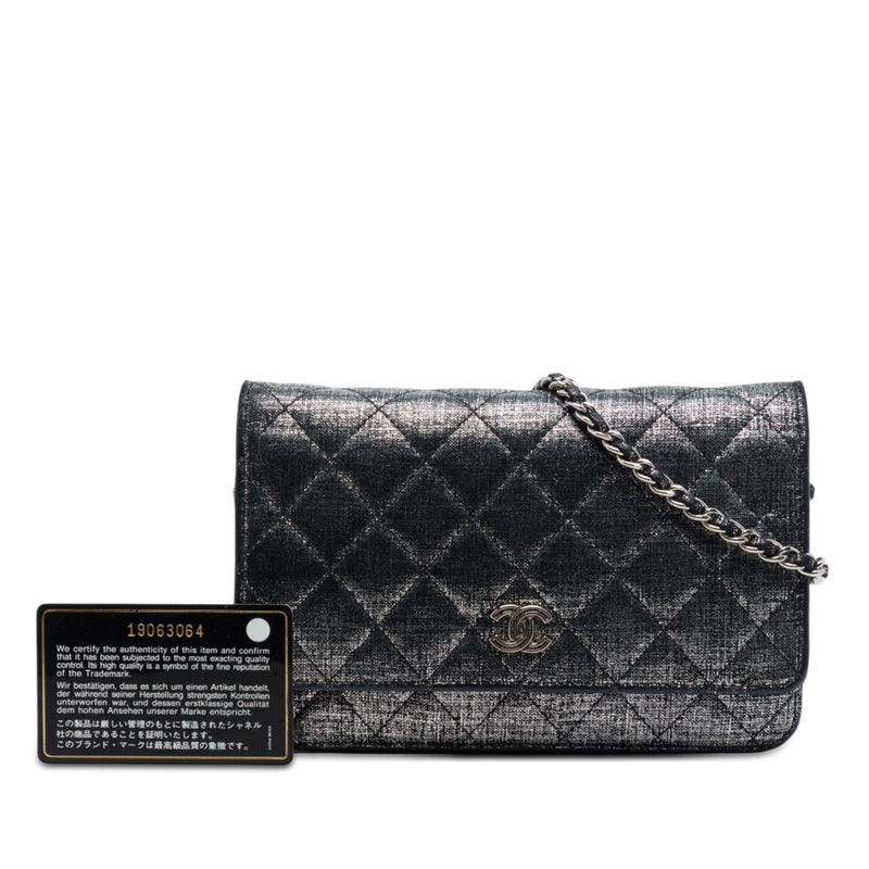 CC Quilted Metallic Fabric Wallet On Chain - Image 7