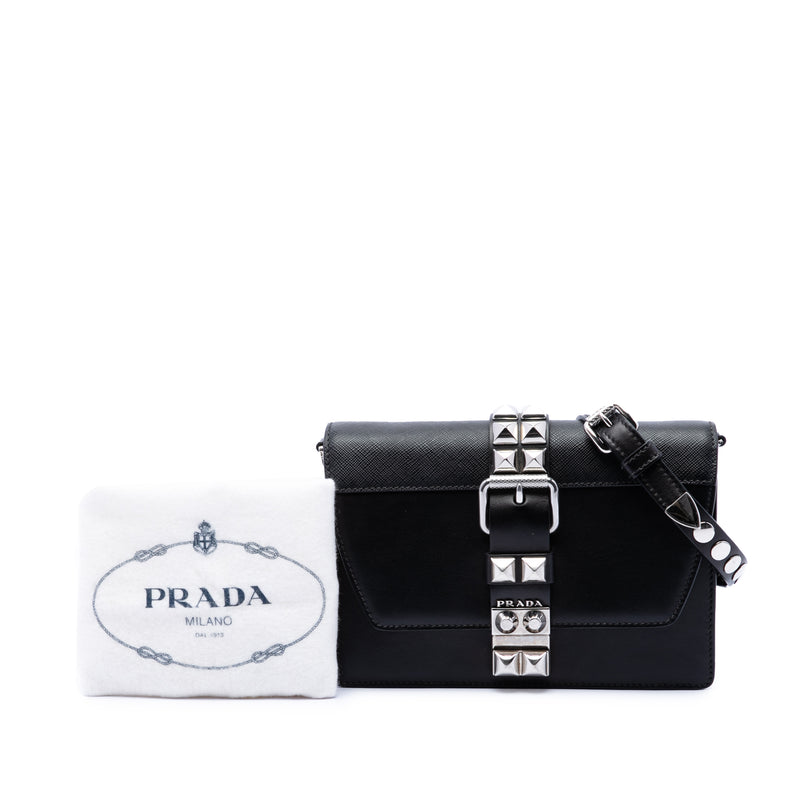 City Calfskin and Saffiano Studded Elektra Crossbody - Image 7