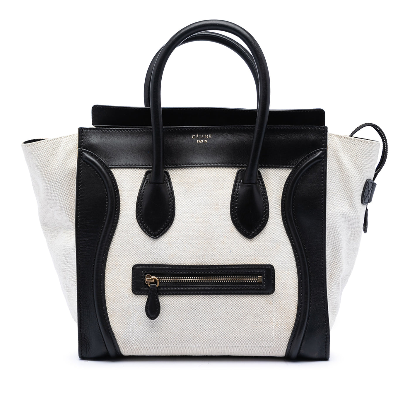 Mini Bicolor Canvas and Leather Luggage Tote - Image 1