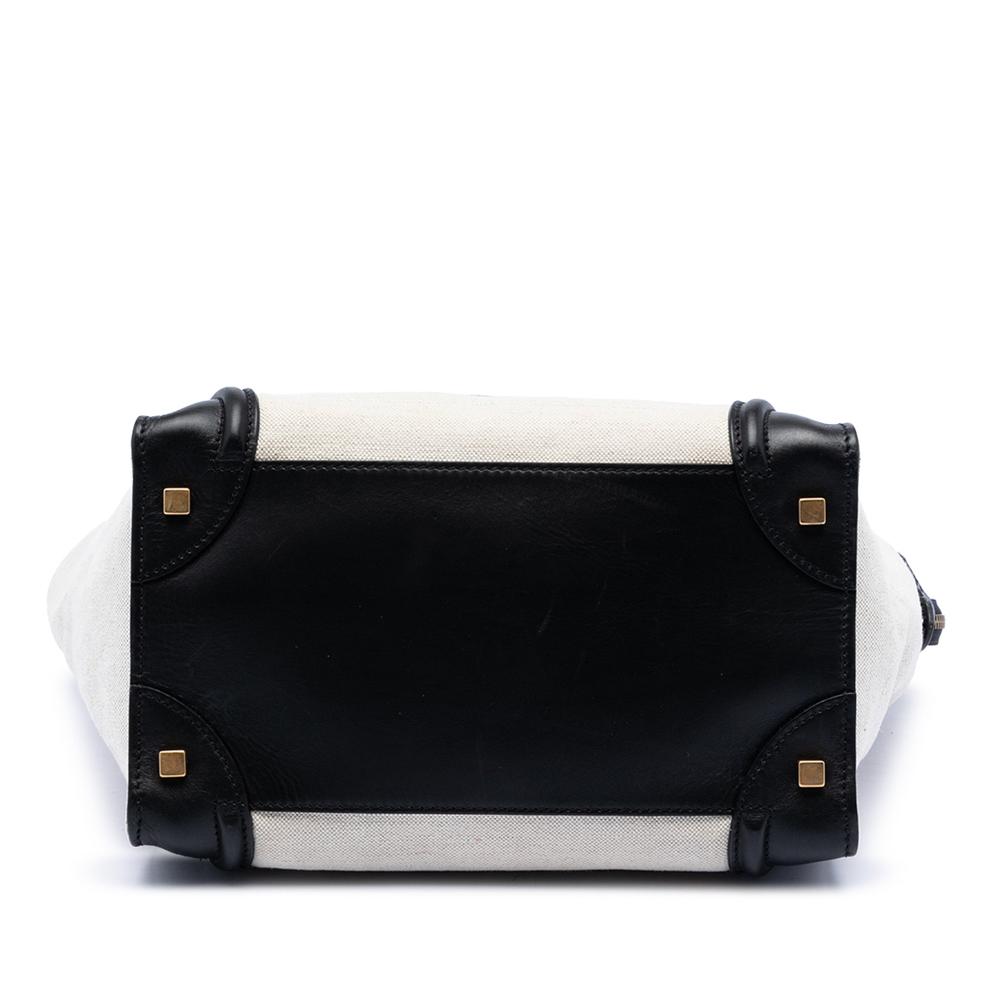 Mini Bicolor Canvas and Leather Luggage Tote - Image 3