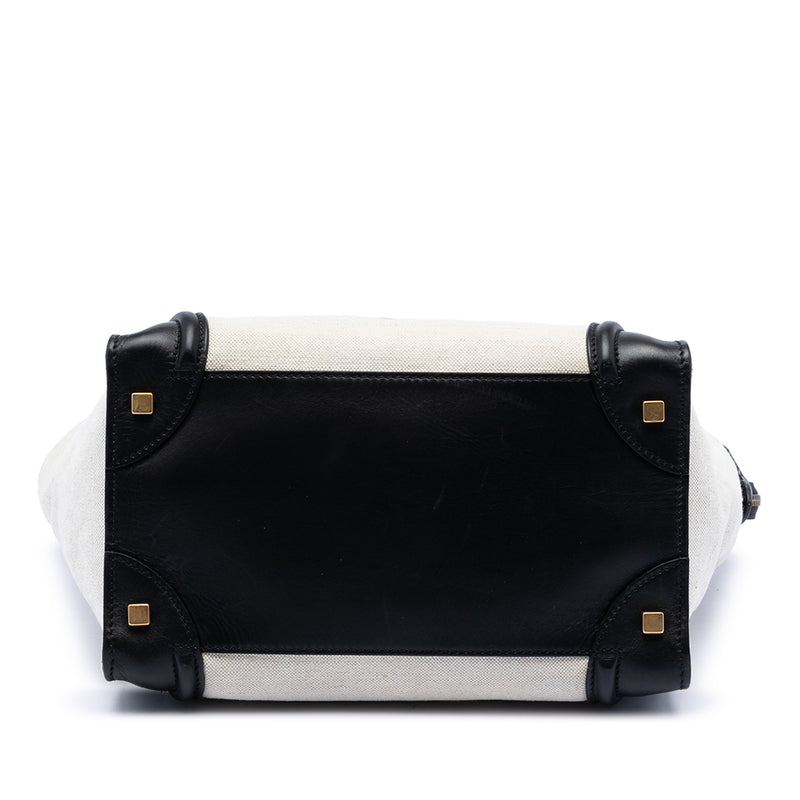 Mini Bicolor Canvas and Leather Luggage Tote - Image 3