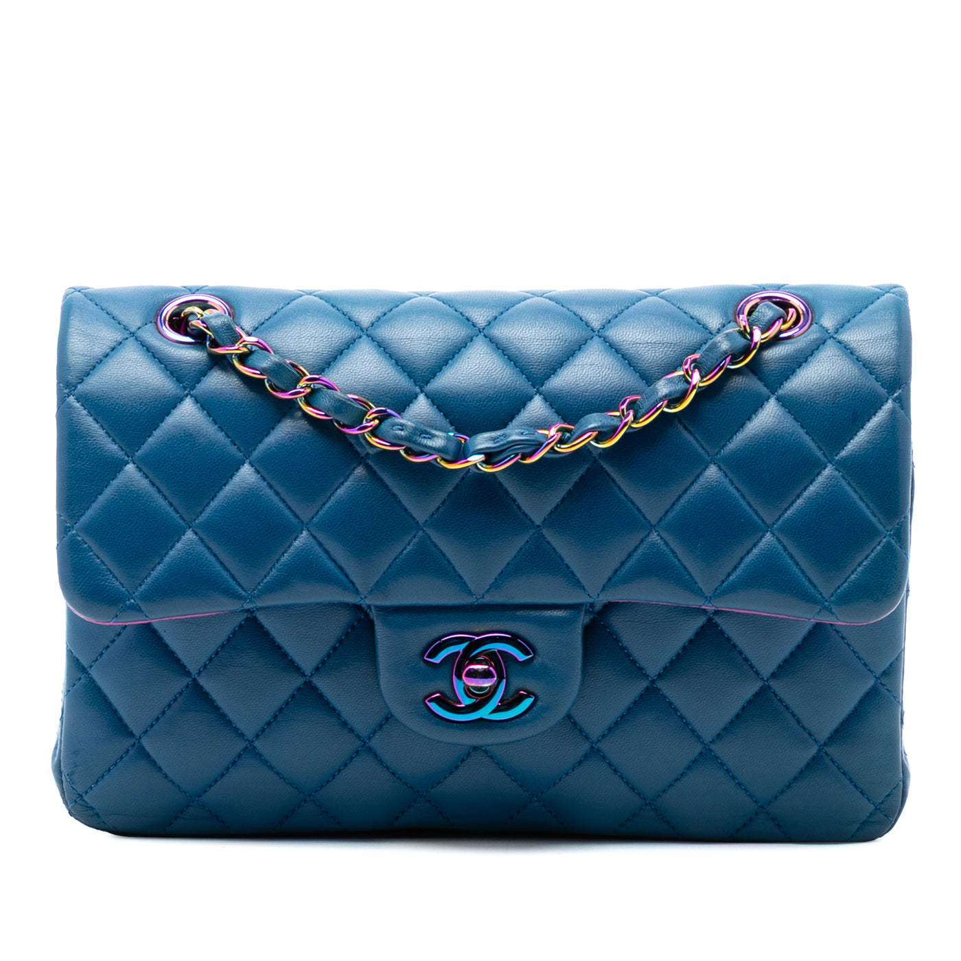 Small Classic Lambskin Rainbow Hardware Double Flap - Image 1